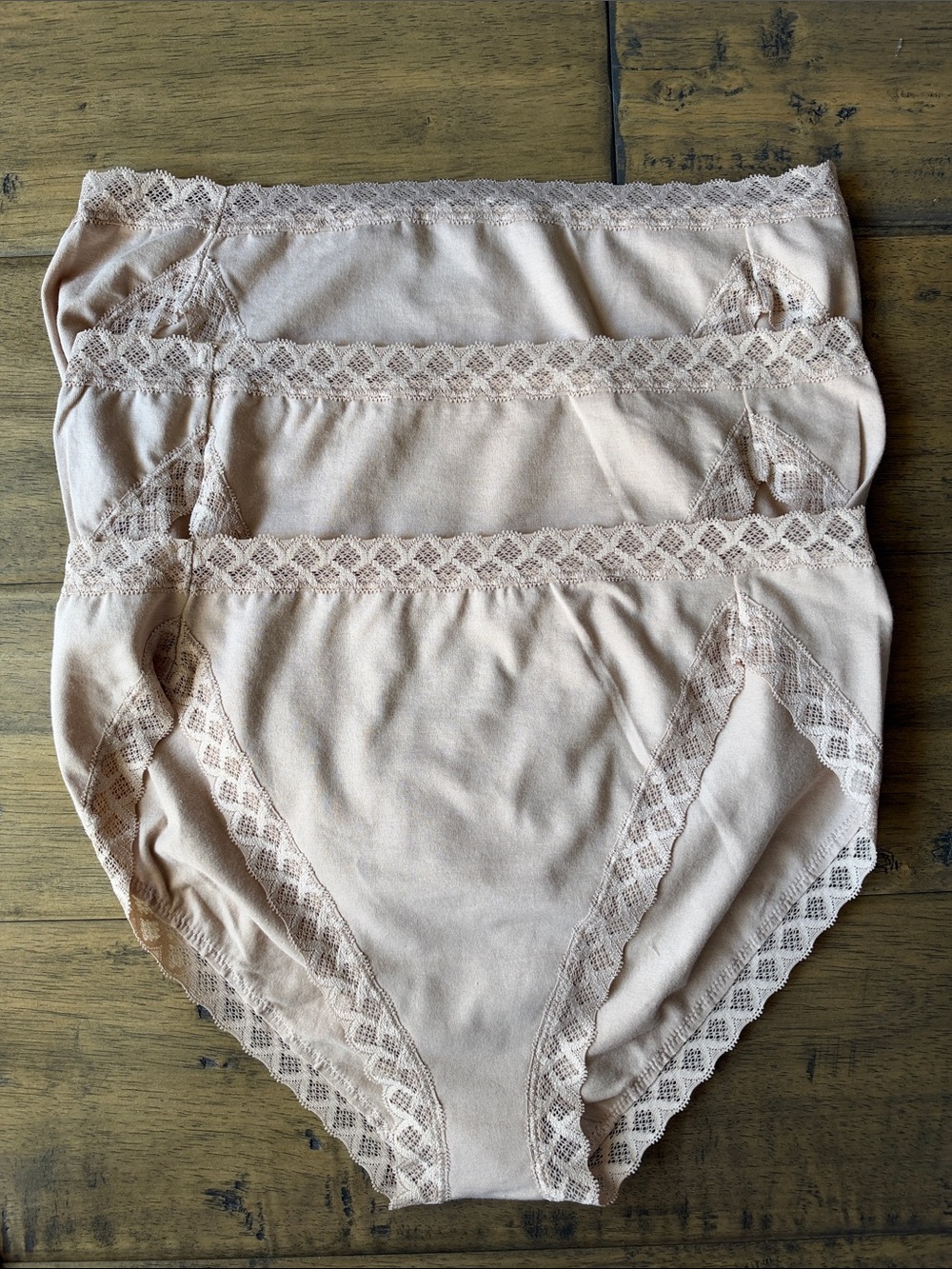 (3) Natori Bliss French Cut Brief Panties Set cream tan nude